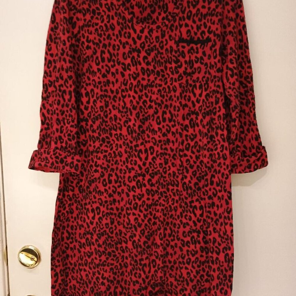 Soma Nightshirt Red and Black Print with Front Pocket